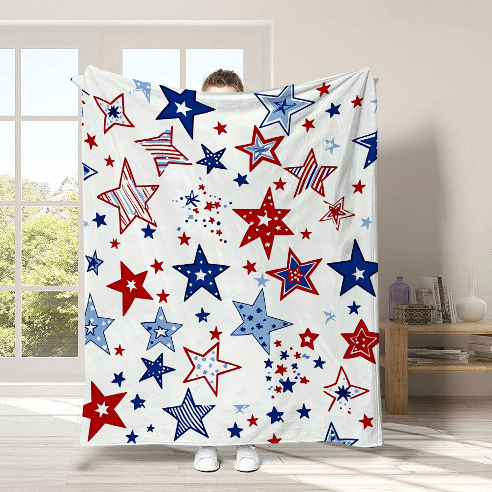 GiftoLuck 4th of July Independence Day 250th Anniversary Flannel Blanket (1776–2026) – Patriotic USA Throw with American Flag, Bald Eagle & Statue of Liberty