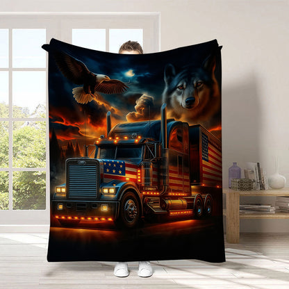GiftoLuck 4th of July Independence Day 250th Anniversary Flannel Blanket (1776–2026) – Patriotic USA Throw with American Flag, Bald Eagle & Statue of Liberty