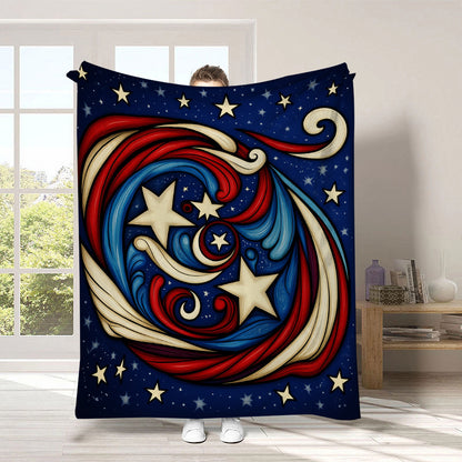 GiftoLuck 4th of July Independence Day 250th Anniversary Flannel Blanket (1776–2026) – Patriotic USA Throw with American Flag, Bald Eagle & Statue of Liberty