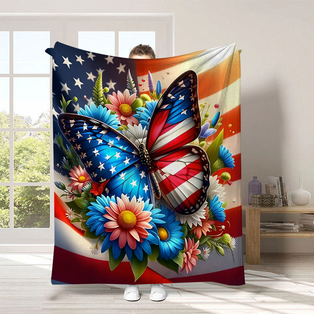 GiftoLuck 4th of July Independence Day 250th Anniversary Flannel Blanket (1776–2026) – Patriotic USA Throw with American Flag, Bald Eagle & Statue of Liberty