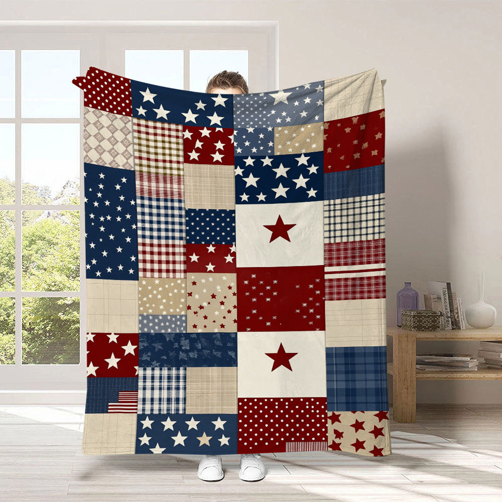 GiftoLuck 4th of July Independence Day 250th Anniversary Flannel Blanket (1776–2026) – Patriotic USA Throw with American Flag, Bald Eagle & Statue of Liberty