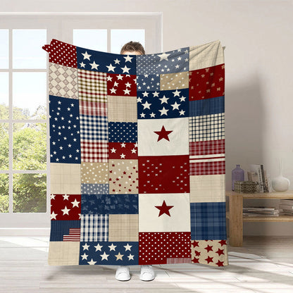 GiftoLuck 4th of July Independence Day 250th Anniversary Flannel Blanket (1776–2026) – Patriotic USA Throw with American Flag, Bald Eagle & Statue of Liberty