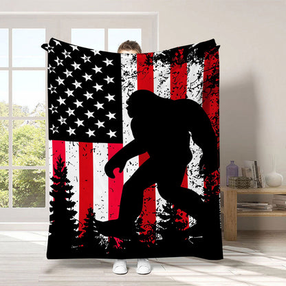 GiftoLuck 4th of July Independence Day 250th Anniversary Flannel Blanket (1776–2026) – Patriotic USA Throw with American Flag, Bald Eagle & Statue of Liberty