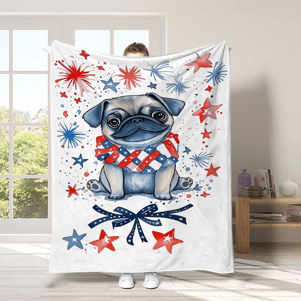 GiftoLuck 4th of July Independence Day 250th Anniversary Flannel Blanket (1776–2026) – Patriotic USA Throw with American Flag, Bald Eagle & Statue of Liberty