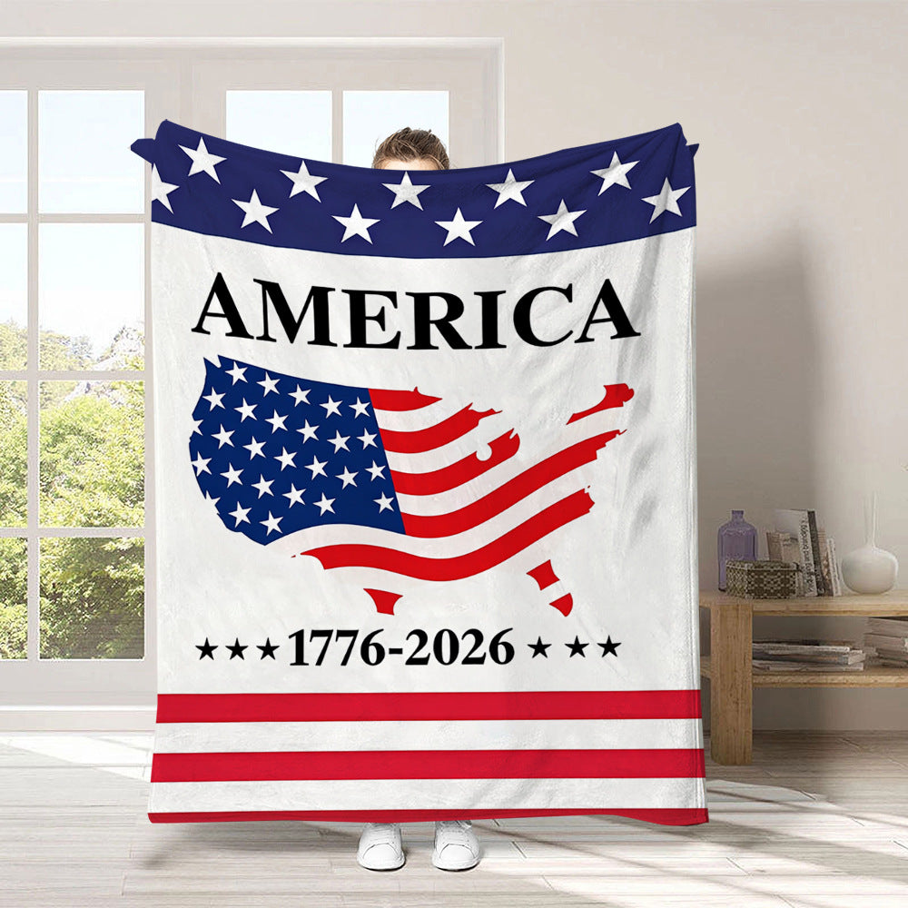 GiftoLuck 4th of July Independence Day 250th Anniversary Flannel Blanket (1776–2026) – Patriotic USA Throw with American Flag, Bald Eagle & Statue of Liberty