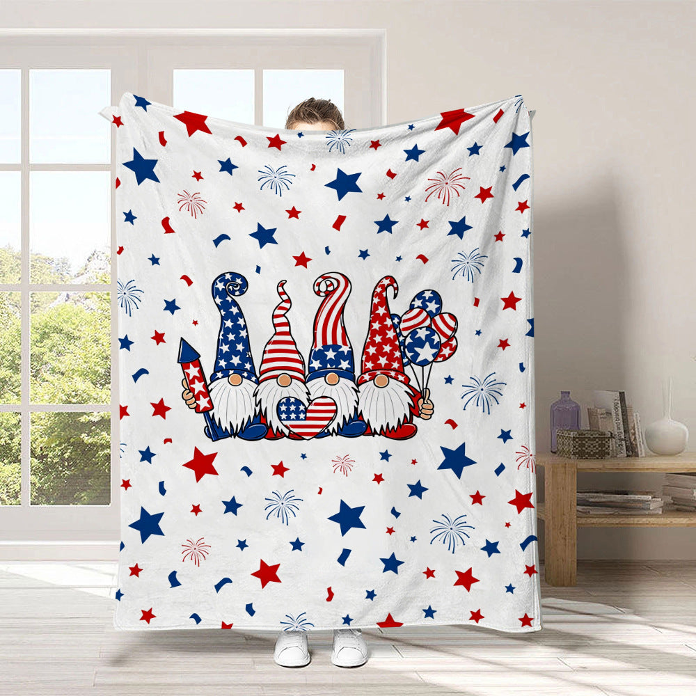 GiftoLuck 4th of July Independence Day 250th Anniversary Flannel Blanket (1776–2026) – Patriotic USA Throw with American Flag, Bald Eagle & Statue of Liberty