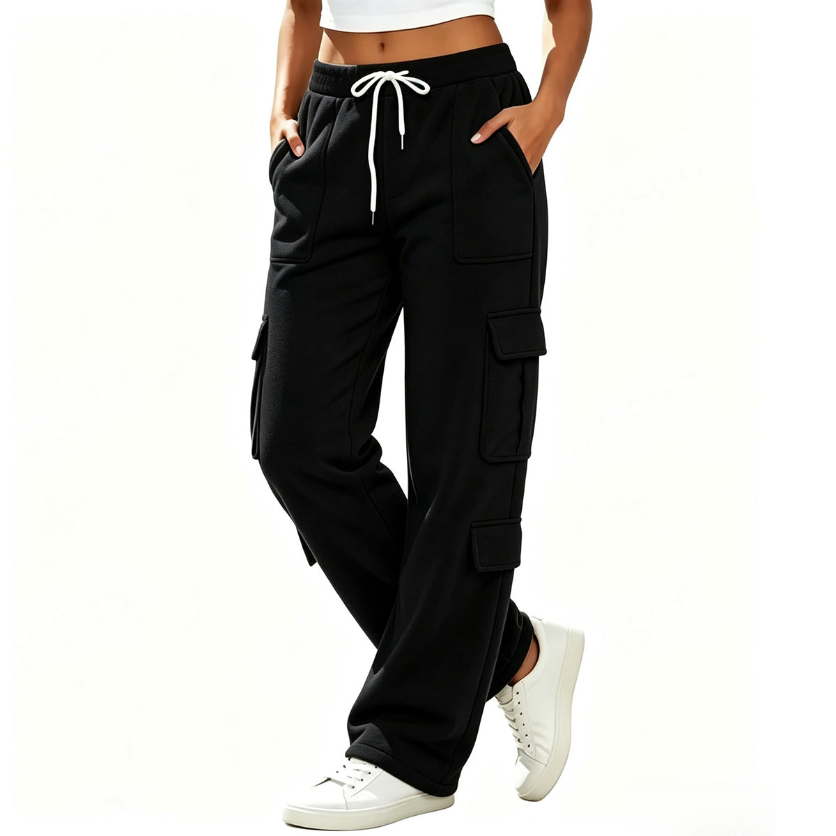 Women’s Adjustable Drawstring Casual Cargo Sweatpants