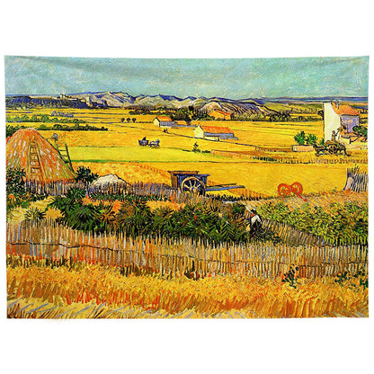 GiftoLuck Super Cozy Rural Oil Painting Style Tapestry, INS Aesthetic Wall Hanging for Bedroom Headboard Background Wall Decor