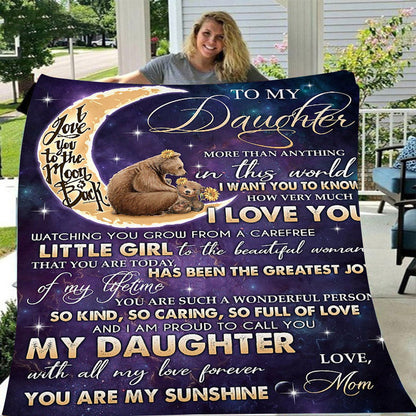 GiftoLuck “To My Daughter” Flannel Blanket – Inspirational Message Throw from Mom&Dad