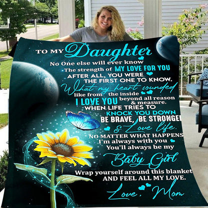 GiftoLuck “To My Daughter” Flannel Blanket – Inspirational Message Throw from Mom&Dad