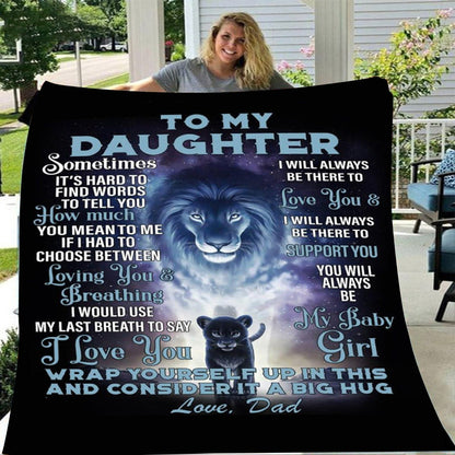 GiftoLuck “To My Daughter” Flannel Blanket – Inspirational Message Throw from Mom&Dad