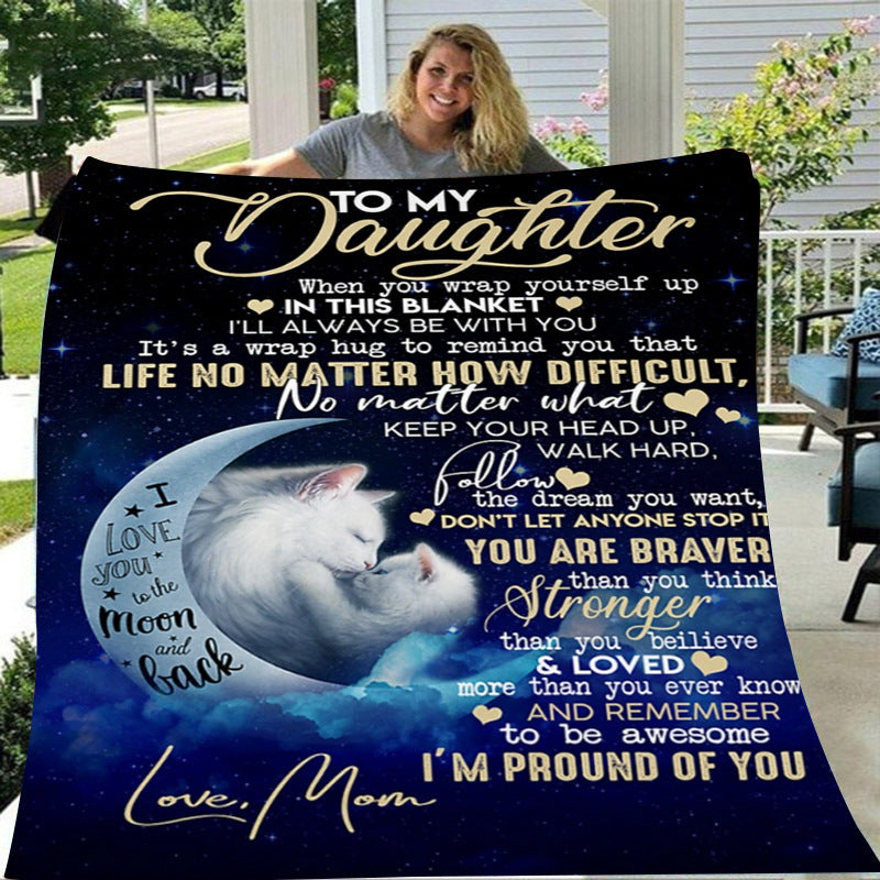GiftoLuck “To My Daughter” Flannel Blanket – Inspirational Message Throw from Mom&Dad