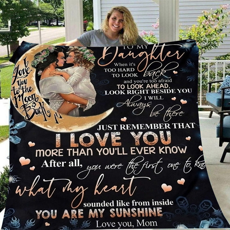 GiftoLuck “To My Daughter” Flannel Blanket – Inspirational Message Throw from Mom&Dad
