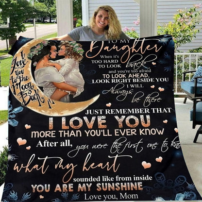 GiftoLuck “To My Daughter” Flannel Blanket – Inspirational Message Throw from Mom&Dad