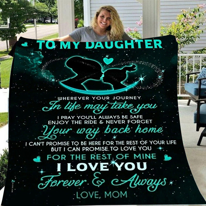 GiftoLuck “To My Daughter” Flannel Blanket – Inspirational Message Throw from Mom&Dad