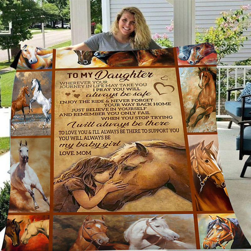 GiftoLuck “To My Daughter” Flannel Blanket – Inspirational Message Throw from Mom&Dad