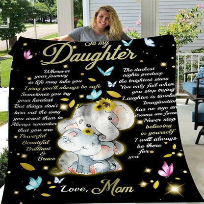 GiftoLuck “To My Daughter” Flannel Blanket – Inspirational Message Throw from Mom&Dad