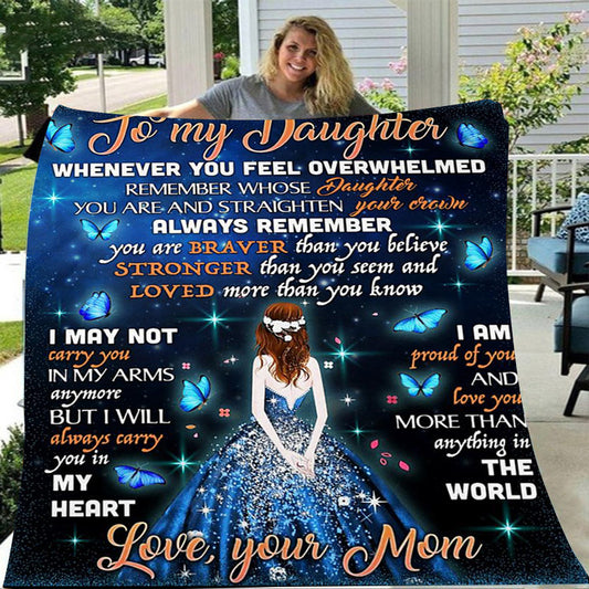 GiftoLuck “To My Daughter” Flannel Blanket – Inspirational Message Throw from Mom&Dad