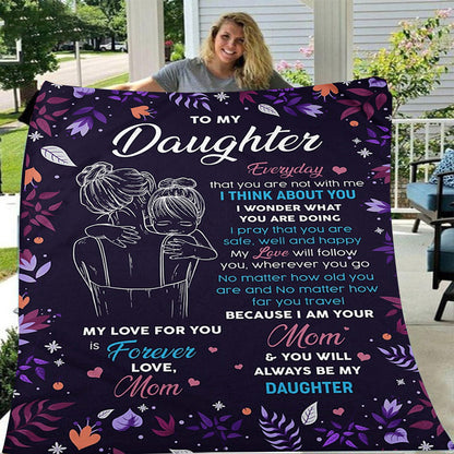 GiftoLuck “To My Daughter” Flannel Blanket – Inspirational Message Throw from Mom&Dad