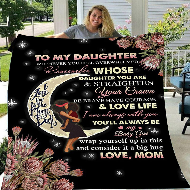 GiftoLuck “To My Daughter” Flannel Blanket – Inspirational Message Throw from Mom&Dad
