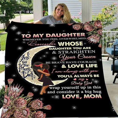 GiftoLuck “To My Daughter” Flannel Blanket – Inspirational Message Throw from Mom&Dad