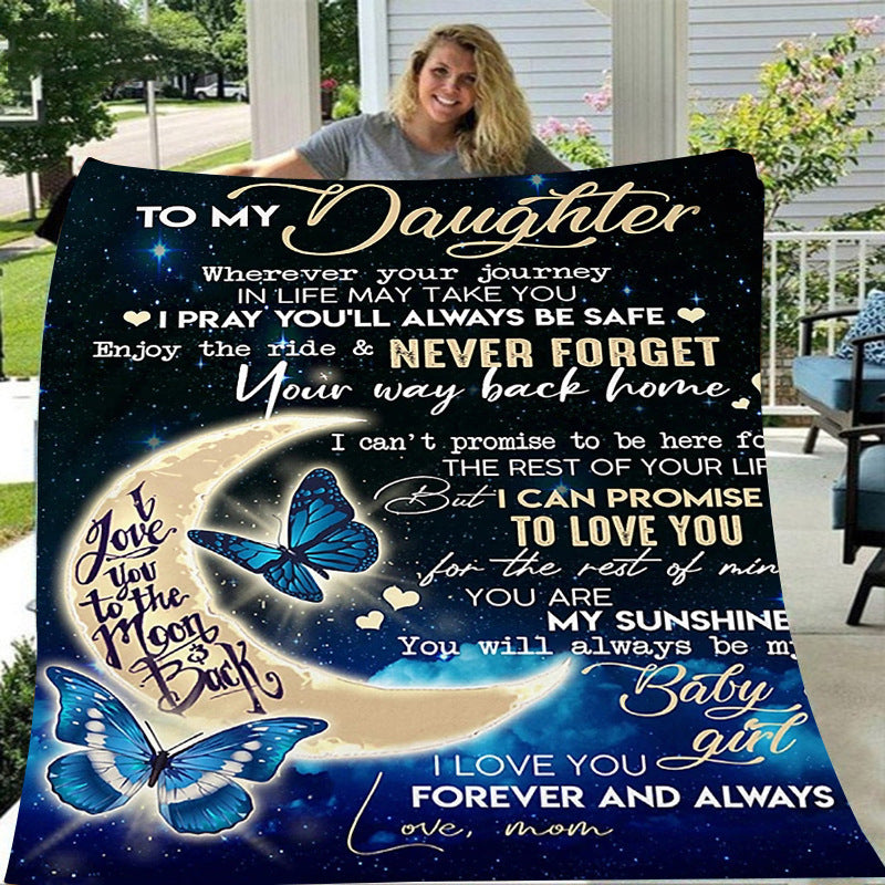 GiftoLuck “To My Daughter” Flannel Blanket – Inspirational Message Throw from Mom&Dad