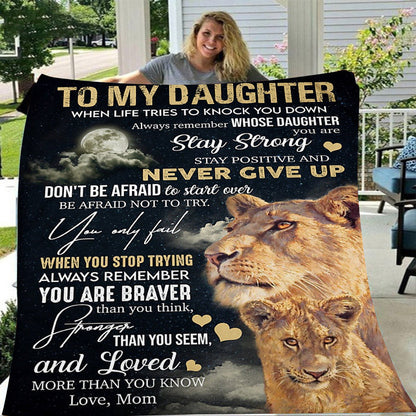 GiftoLuck “To My Daughter” Flannel Blanket – Inspirational Message Throw from Mom&Dad