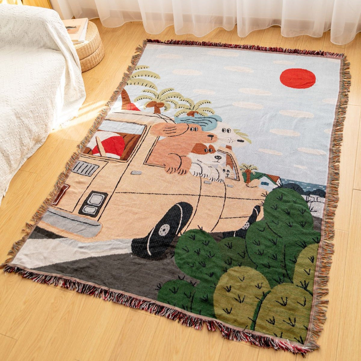 GifitoLuck Dog&Car Print Wall Tapestry Sofa Camping Throw Blanket for Cosy UK Homes