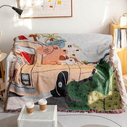 GifitoLuck Dog&Car Print Wall Tapestry Sofa Camping Throw Blanket for Cosy UK Homes