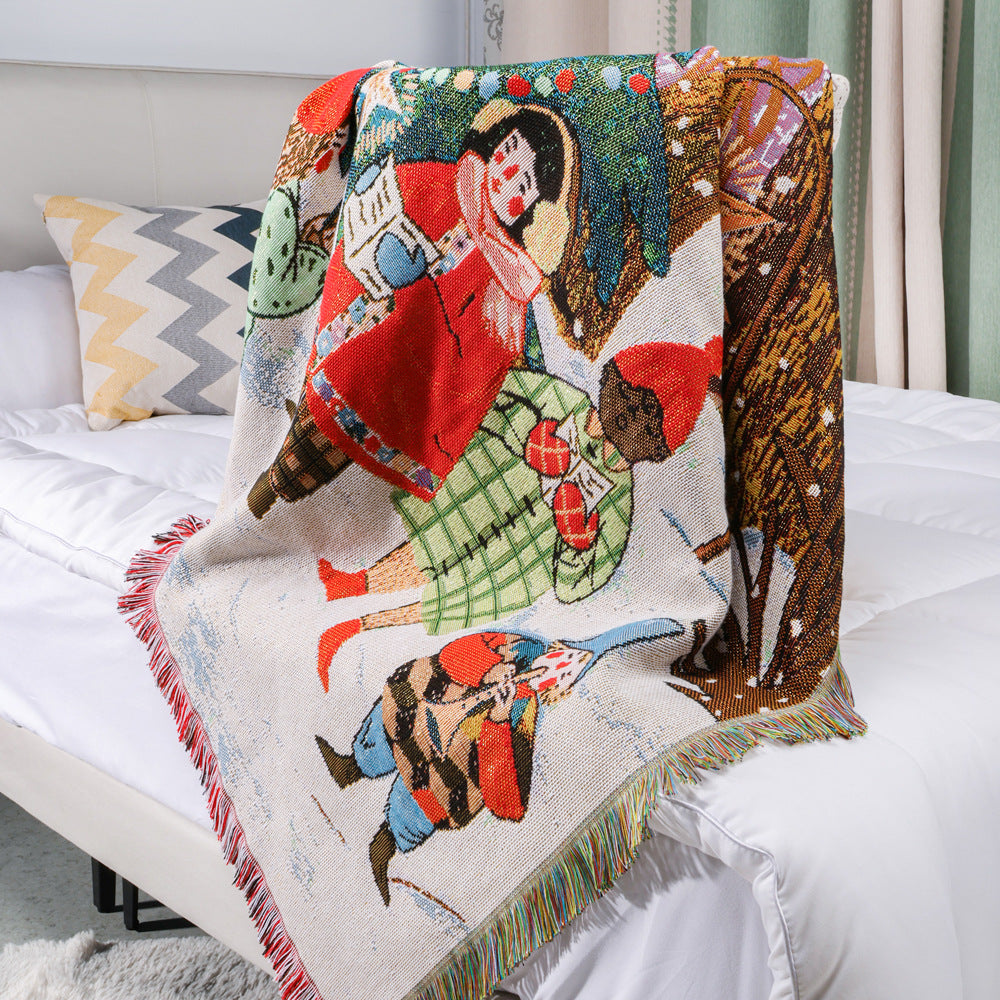 GiftoLuck Merry Christmas Jacquard Tapestry Throw Blanket Sofa Cover X'mas Gift