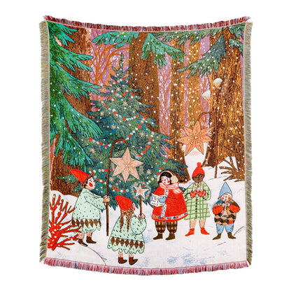 GiftoLuck Merry Christmas Jacquard Tapestry Throw Blanket Sofa Cover X'mas Gift