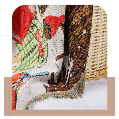 GiftoLuck Merry Christmas Jacquard Tapestry Throw Blanket Sofa Cover X'mas Gift