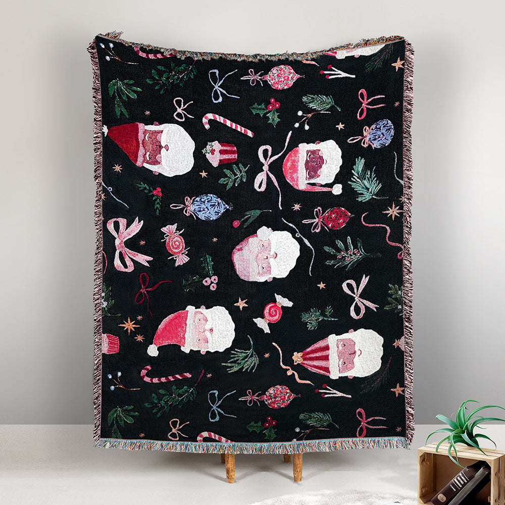 GiftoLuck Merry Christmas Jacquard Tapestry Throw Blanket Sofa Cover X'mas Gift Idea