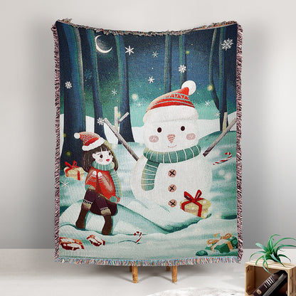 GiftoLuck Merry Christmas Jacquard Tapestry Throw Blanket Sofa Cover X'mas Gift Idea