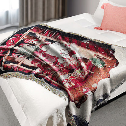 GiftoLuck Merry Christmas Jacquard Tapestry Throw Blanket Sofa Cover X'mas Gift Idea