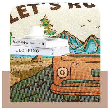 GiftoLuck Forest Park Sunflower Jacquard Woven Picnic Tapestry Sofa Throw Blanket