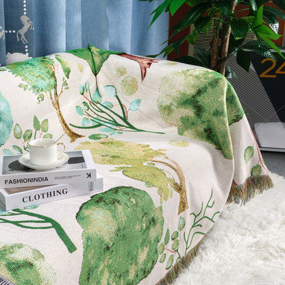 GiftoLuck Forest Park Sunflower Jacquard Woven Picnic Tapestry Sofa Throw Blanket