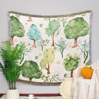 GiftoLuck Forest Park Sunflower Jacquard Woven Picnic Tapestry Sofa Throw Blanket