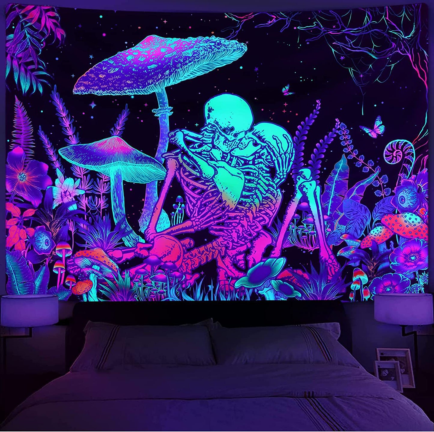 GiftoLuck Love of Star Galaxy Tapestry Purple Light Wall Hanging Cloth, Party Room Background Wall Blanket, Wall Art Tapestry for Living Room & Bedroom Home Decor