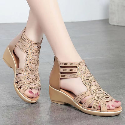 GiftoLuck Women Soft Sole Roman-Style Hollow Sandals