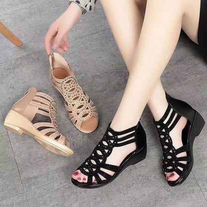 GiftoLuck Women Soft Sole Roman-Style Hollow Sandals