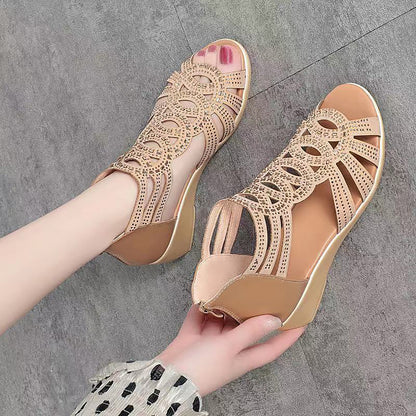 GiftoLuck Women Soft Sole Roman-Style Hollow Sandals