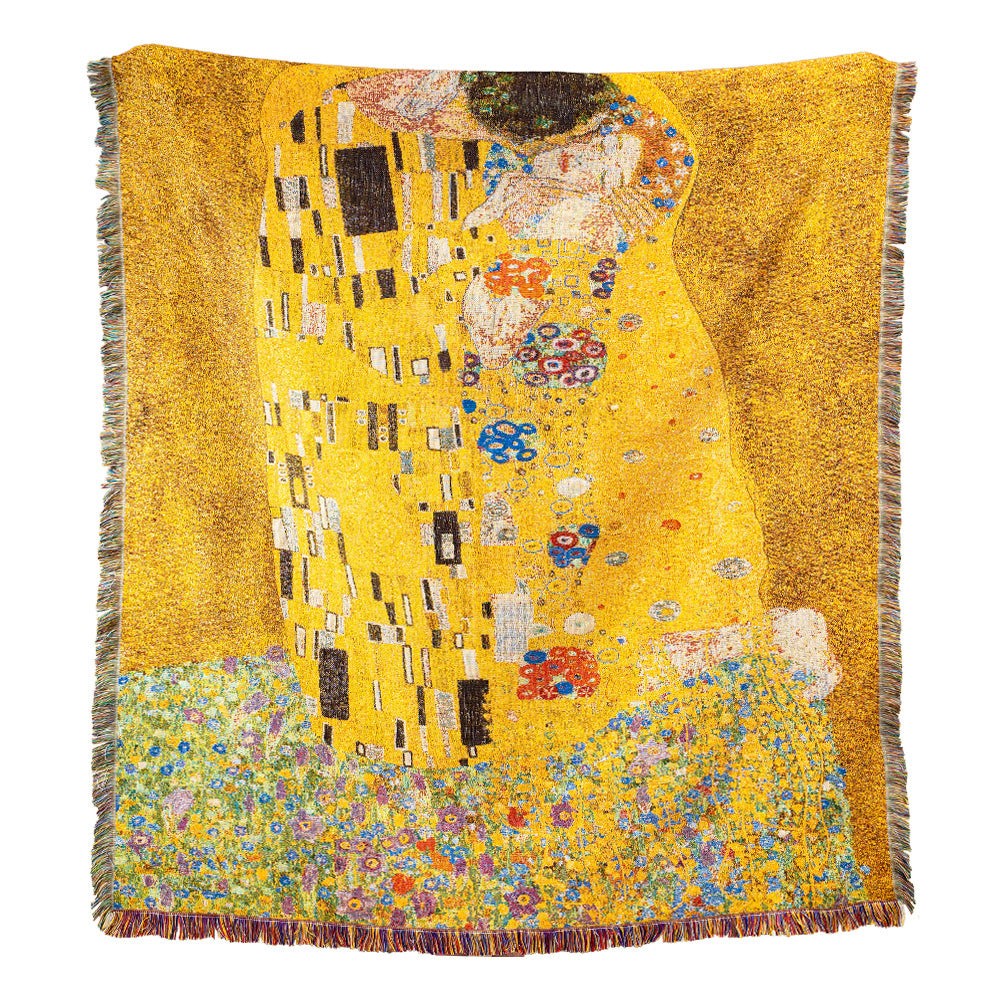 GiftoLuck “The Kiss” Jacquard Woven Art Tapestry Throw Blanket