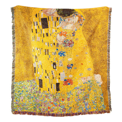 GiftoLuck “The Kiss” Jacquard Woven Art Tapestry Throw Blanket
