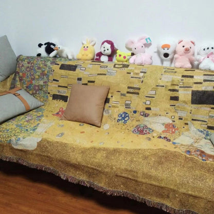 GiftoLuck “The Kiss” Jacquard Woven Art Tapestry Throw Blanket