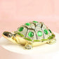 GiftoLuck Longevity Wish Turtle Metal Jewelry Box with Gemstone Accents