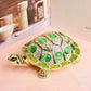 GiftoLuck Longevity Wish Turtle Metal Jewelry Box with Gemstone Accents