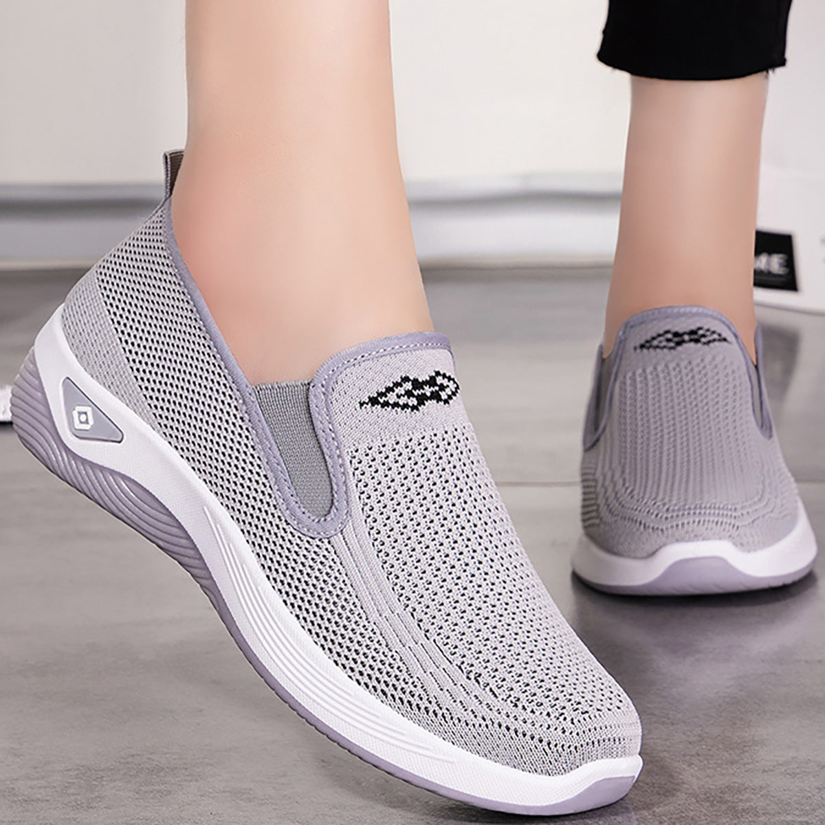 GifitoLuck Women’s Breathable Knit Slip-On Shoes, Lightweight Soft Sole Casual Comfort Loafers, Easy Everyday Walking Gift for Mum or Grandma