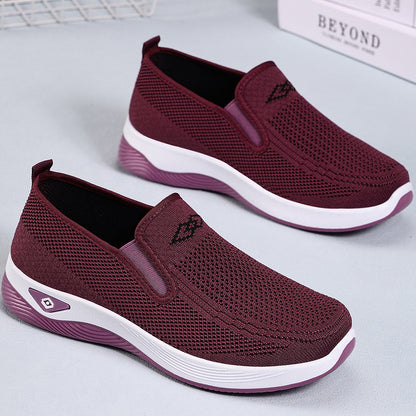 GifitoLuck Women’s Breathable Knit Slip-On Shoes, Lightweight Soft Sole Casual Comfort Loafers, Easy Everyday Walking Gift for Mum or Grandma