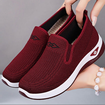 GifitoLuck Women’s Breathable Knit Slip-On Shoes, Lightweight Soft Sole Casual Comfort Loafers, Easy Everyday Walking Gift for Mum or Grandma